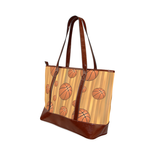 Basketballs with Wood Background Tote Handbag (Model 1642)