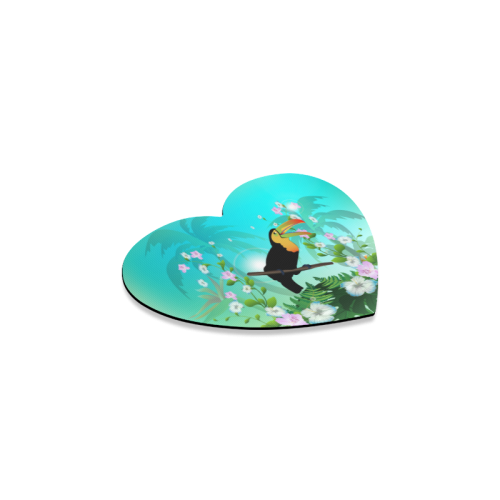 Cute toucan with flowers Heart Coaster
