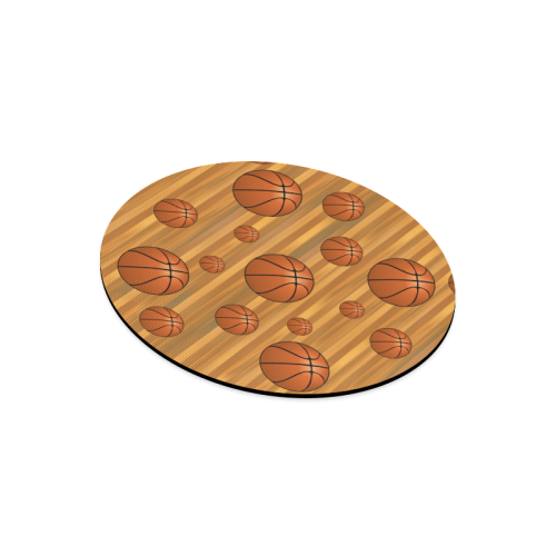 Basketballs with Wood Background Round Mousepad