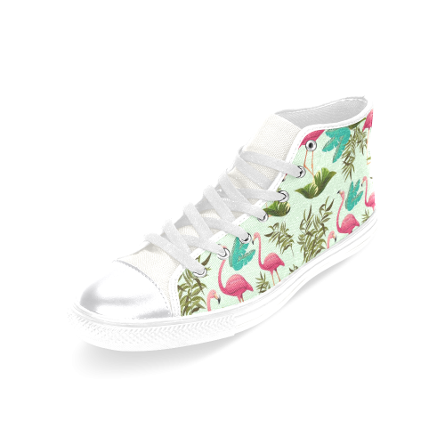 Pink Flamingos Exotic Birds Women's Classic High Top Canvas Shoes (Model 017)