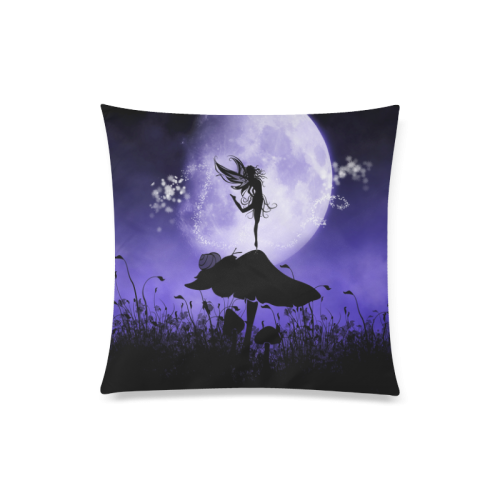 A beautiful fairy dancing on a mushroom silhouette Custom Zippered Pillow Case 20"x20"(Twin Sides)