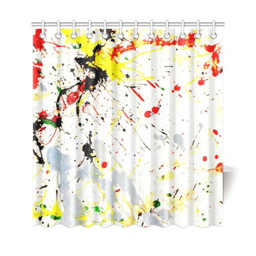 Yellow & Black Paint Splatter Shower Curtain 69"x72"