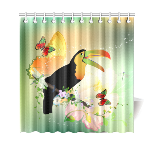 Cute toucan with flowers Shower Curtain 69"x70"