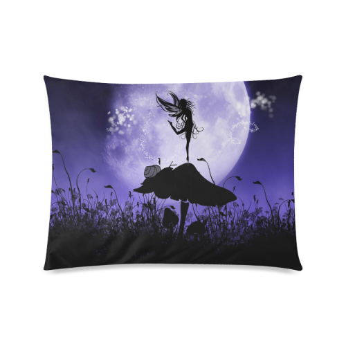 A beautiful fairy dancing on a mushroom silhouette Custom Zippered Pillow Case 20"x26"(Twin Sides)