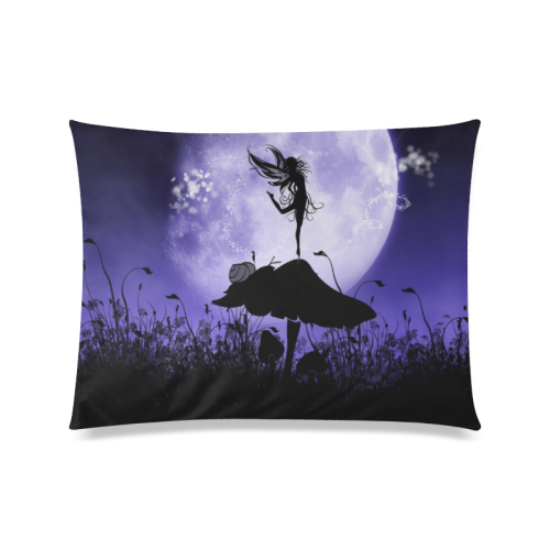 A beautiful fairy dancing on a mushroom silhouette Custom Zippered Pillow Case 20"x26"(Twin Sides)