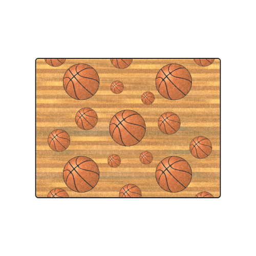 Basketballs with Wood Background Blanket 50"x60"