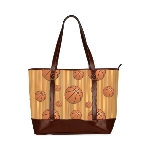 Basketballs with Wood Background Tote Handbag (Model 1642)