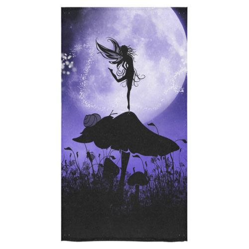 A beautiful fairy dancing on a mushroom silhouette Bath Towel 30"x56"