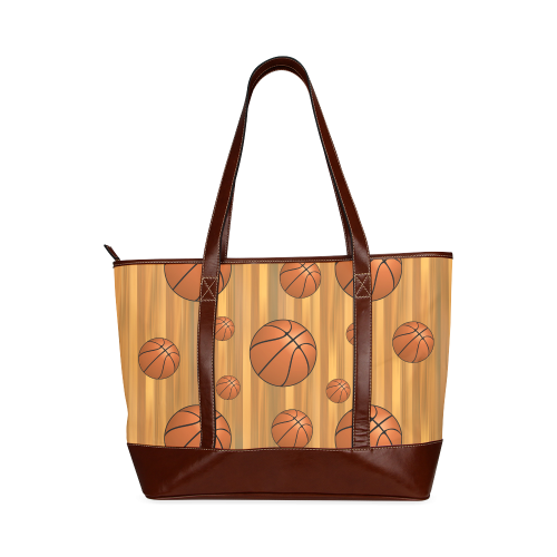 Basketballs with Wood Background Tote Handbag (Model 1642)