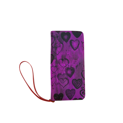 Grunge Purple Hearts Women's Clutch Wallet (Model 1637)