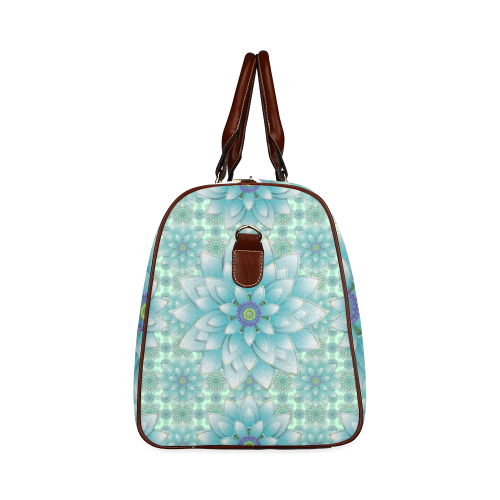 Turquoise Happy Lotus Waterproof Travel Bag/Small (Model 1639)