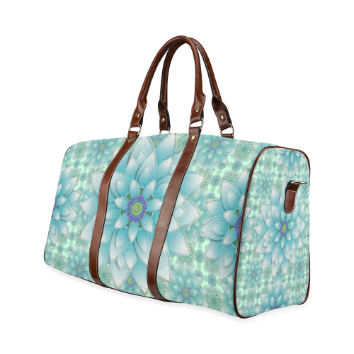Turquoise Happy Lotus Waterproof Travel Bag/Small (Model 1639)