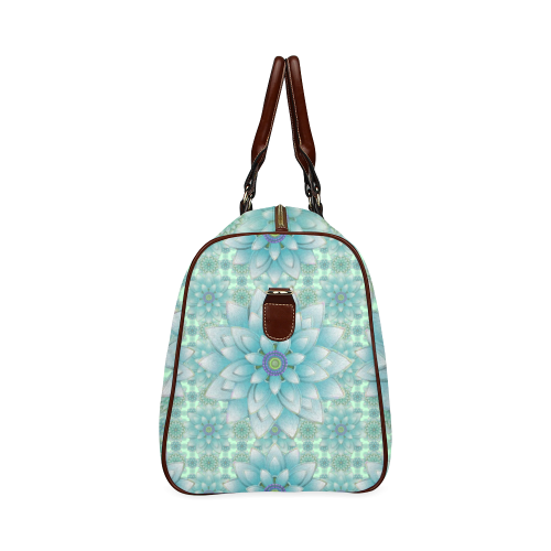 Turquoise Happy Lotus Waterproof Travel Bag/Small (Model 1639)