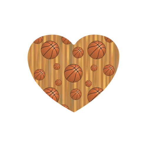 Basketballs with Wood Background Heart-shaped Mousepad