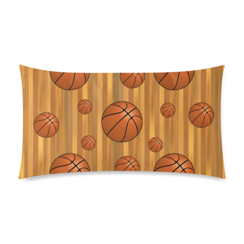 Basketballs with Wood Background Rectangle Pillow Case 20"x36"(Twin Sides)