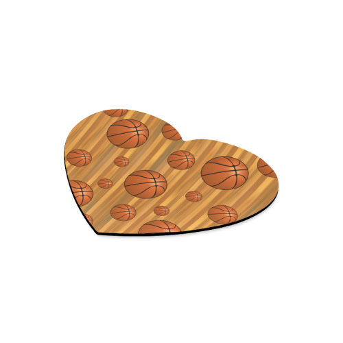 Basketballs with Wood Background Heart-shaped Mousepad