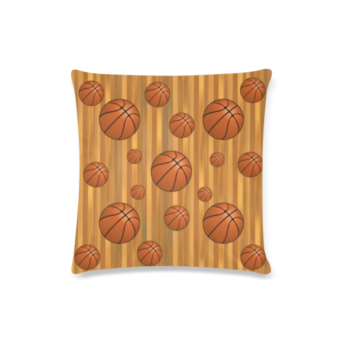 Basketballs with Wood Background Custom Zippered Pillow Case 16"x16"(Twin Sides)