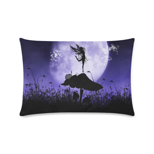 A beautiful fairy dancing on a mushroom silhouette Custom Rectangle Pillow Case 16"x24" (one side)