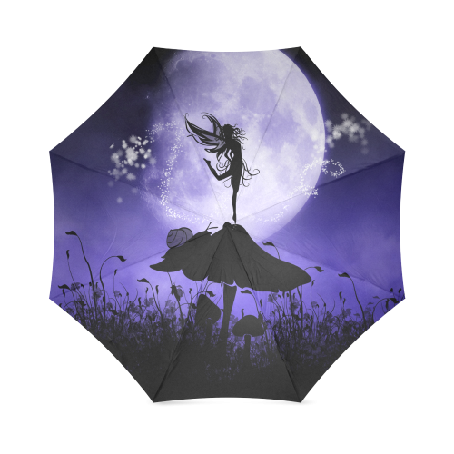 A beautiful fairy dancing on a mushroom silhouette Foldable Umbrella (Model U01)