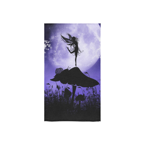 A beautiful fairy dancing on a mushroom silhouette Custom Towel 16"x28"