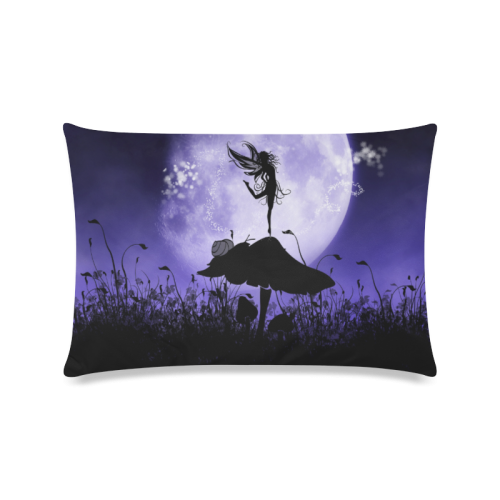 A beautiful fairy dancing on a mushroom silhouette Custom Zippered Pillow Case 16"x24"(Twin Sides)