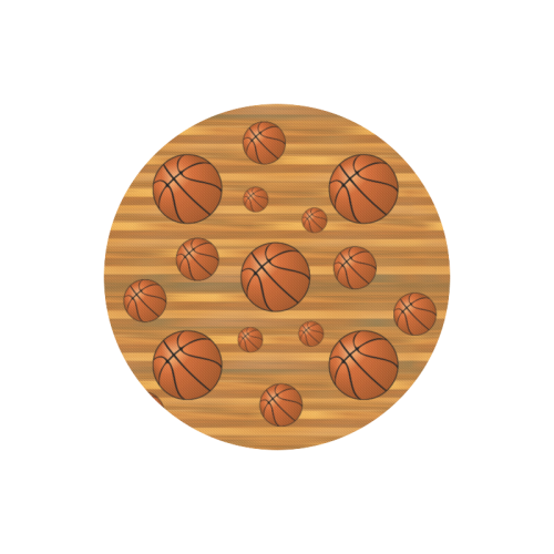 Basketballs with Wood Background Round Mousepad