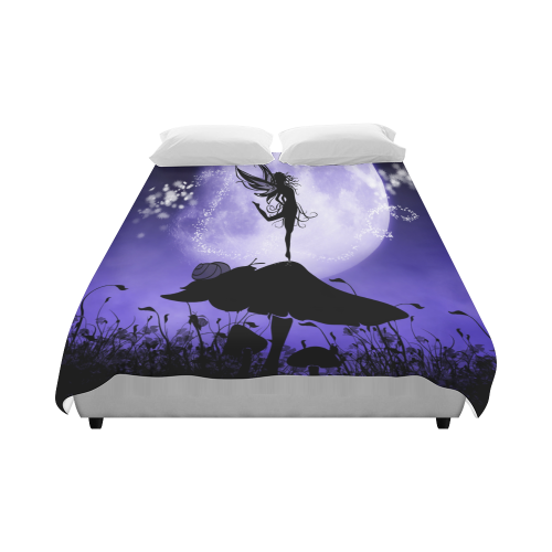 A beautiful fairy dancing on a mushroom silhouette Duvet Cover 86"x70" ( All-over-print)