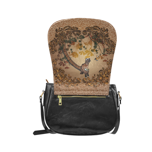 Sweet giraffe with bird Classic Saddle Bag/Small (Model 1648)