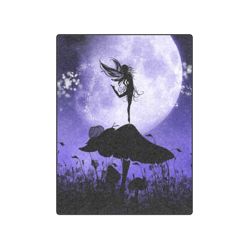 A beautiful fairy dancing on a mushroom silhouette Blanket 50"x60"