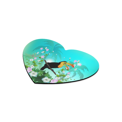 Cute toucan with flowers Heart-shaped Mousepad