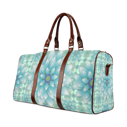 Turquoise Happy Lotus Waterproof Travel Bag/Small (Model 1639)