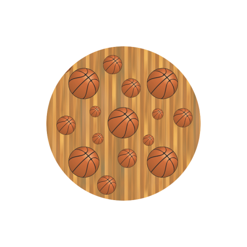 Basketballs with Wood Background Round Mousepad