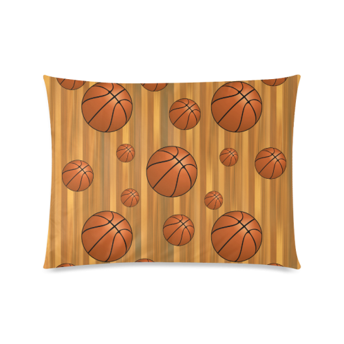 Basketballs with Wood Background Custom Zippered Pillow Case 20"x26"(Twin Sides)