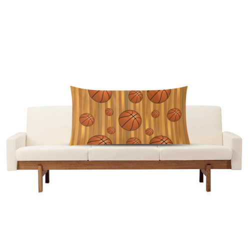 Basketballs with Wood Background Rectangle Pillow Case 20"x36"(Twin Sides)