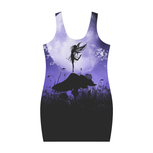 A beautiful fairy dancing on a mushroom silhouette Medea Vest Dress (Model D06)