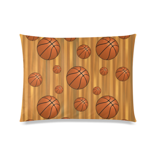 Basketballs with Wood Background Custom Zippered Pillow Case 20"x26"(Twin Sides)