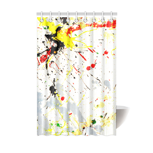 Yellow & Black Paint Splatter Shower Curtain 48"x72"