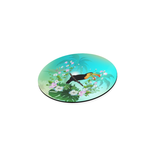 Cute toucan with flowers Round Coaster