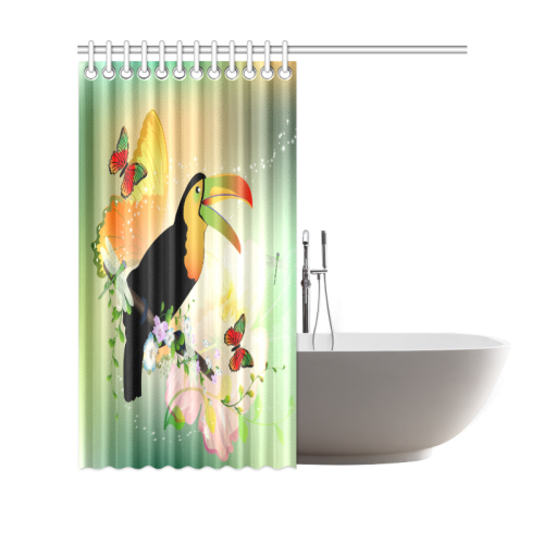 Cute toucan with flowers Shower Curtain 69"x70"