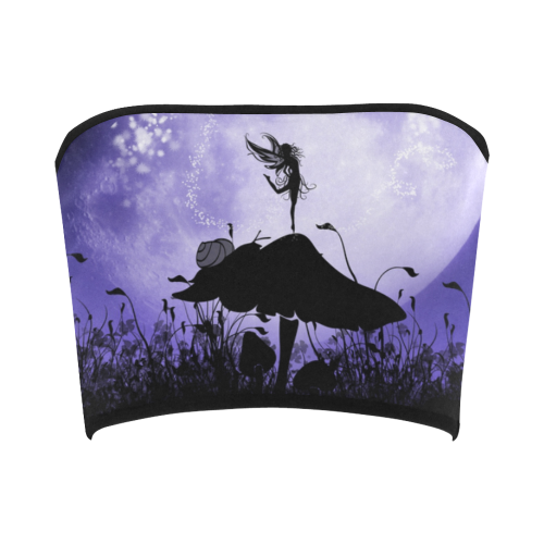 A beautiful fairy dancing on a mushroom silhouette Bandeau Top