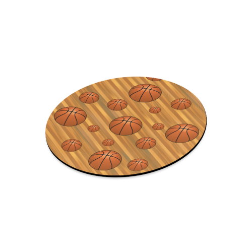 Basketballs with Wood Background Round Mousepad