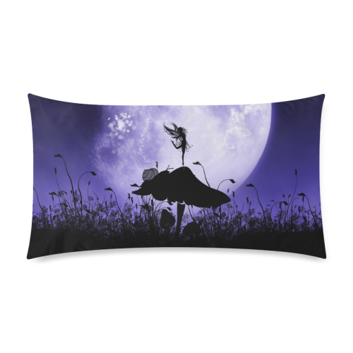 A beautiful fairy dancing on a mushroom silhouette Rectangle Pillow Case 20"x36"(Twin Sides)