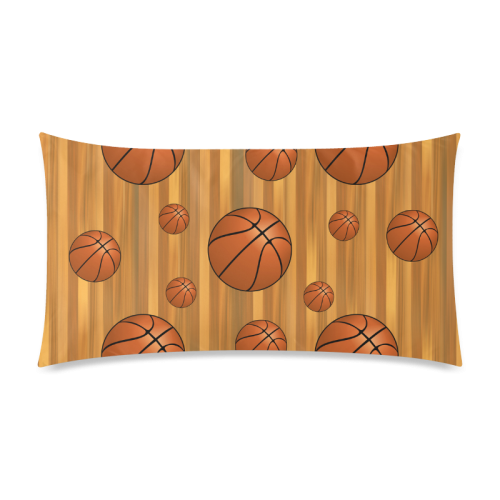 Basketballs with Wood Background Rectangle Pillow Case 20"x36"(Twin Sides)