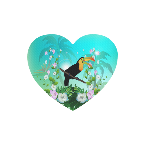 Cute toucan with flowers Heart-shaped Mousepad