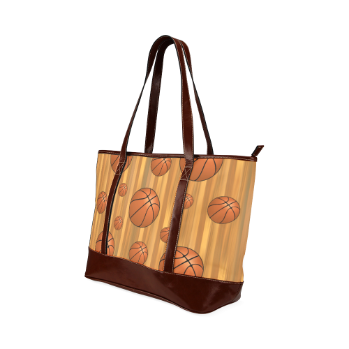 Basketballs with Wood Background Tote Handbag (Model 1642)