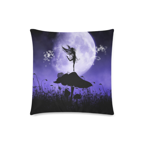 A beautiful fairy dancing on a mushroom silhouette Custom Zippered Pillow Case 18"x18" (one side)