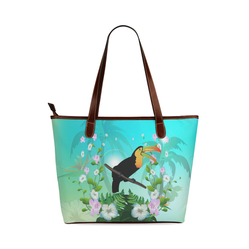 Cute toucan with flowers Shoulder Tote Bag (Model 1646)