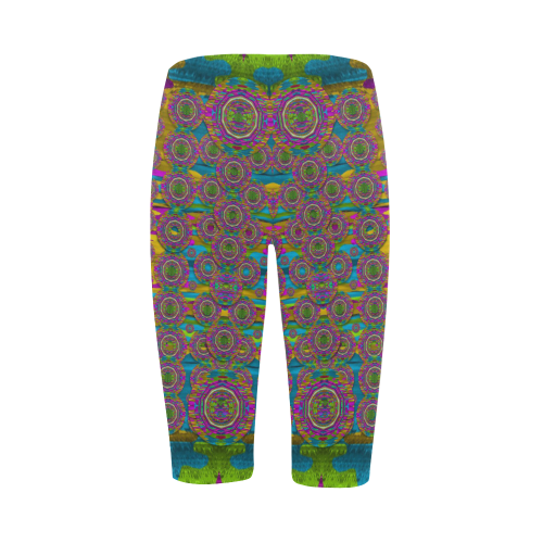 Peacock eyes in a contemplative style Hestia Cropped Leggings (Model L03)