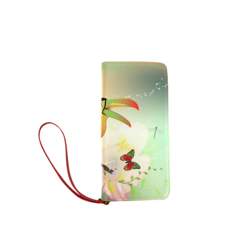 Funny toucan with flowers Women's Clutch Wallet (Model 1637)