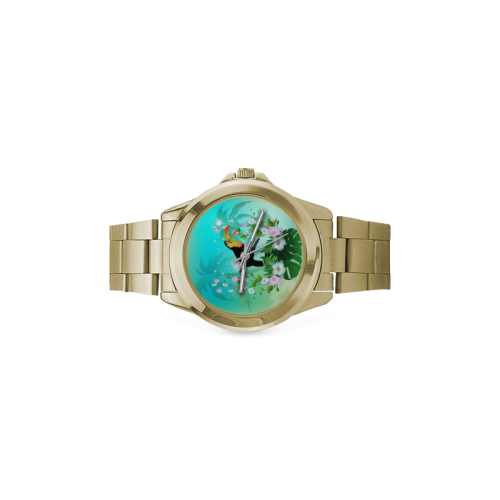 Cute toucan with flowers Custom Gilt Watch(Model 101)
